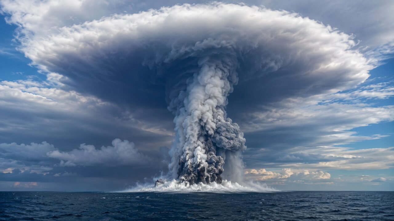 Pluma de vapor e cinzas alcançou camadas raras da atmosfera