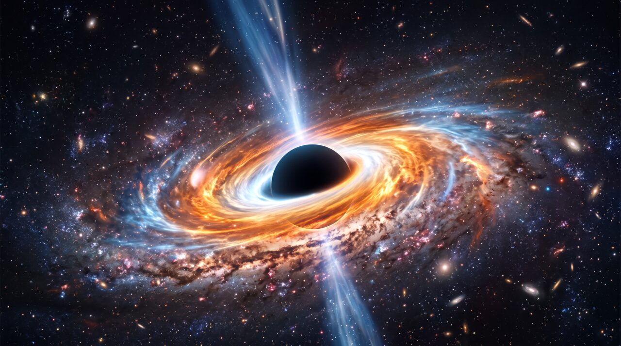 Após 100 milhões de anos de silêncio, um buraco negro supermassivo desperta e lança um jato de plasma de quase 1 milhão de anos-luz pelo espaço