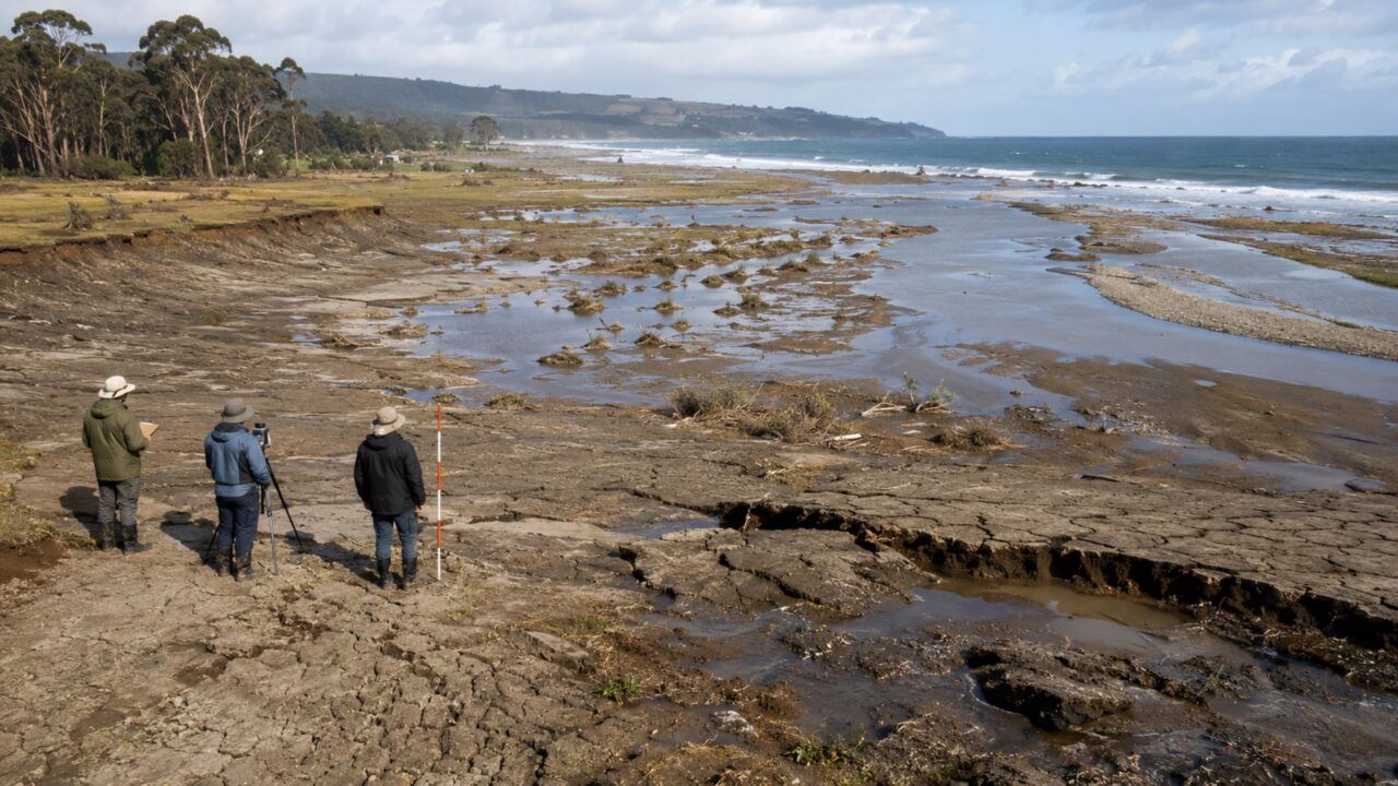 A subsidência do solo ajudou a transformar a paisagem após o tremor