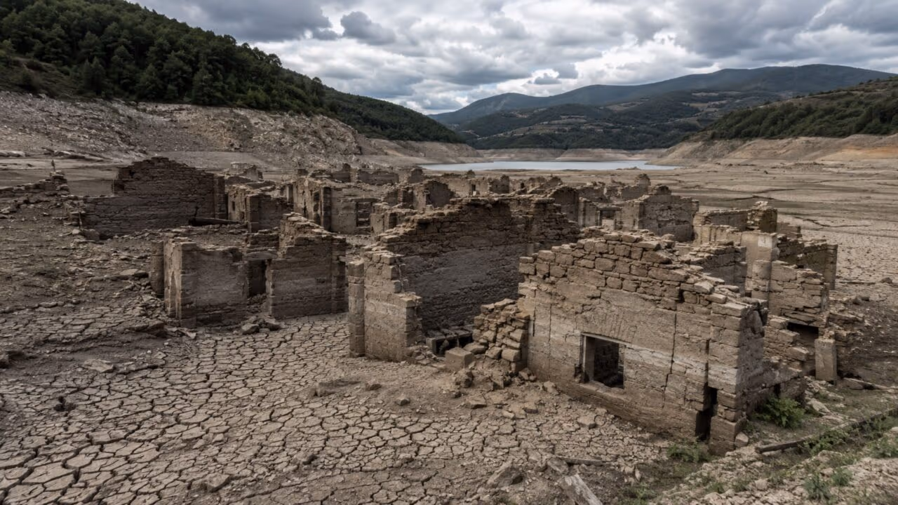 Uma seca fez uma vila submersa reaparecer depois de décadas e revelou uma paisagem fantasma que parecia perdida para sempre