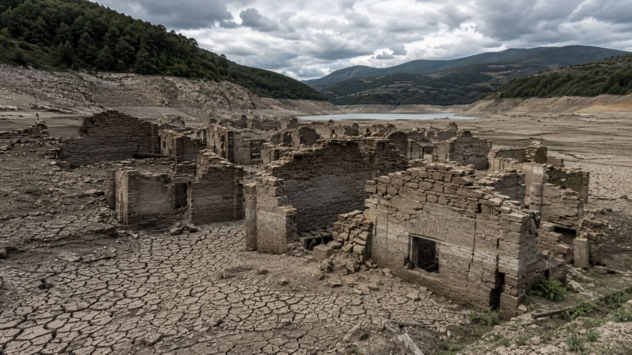 Uma seca fez uma vila submersa reaparecer depois de décadas e revelou uma paisagem fantasma que parecia perdida para sempre