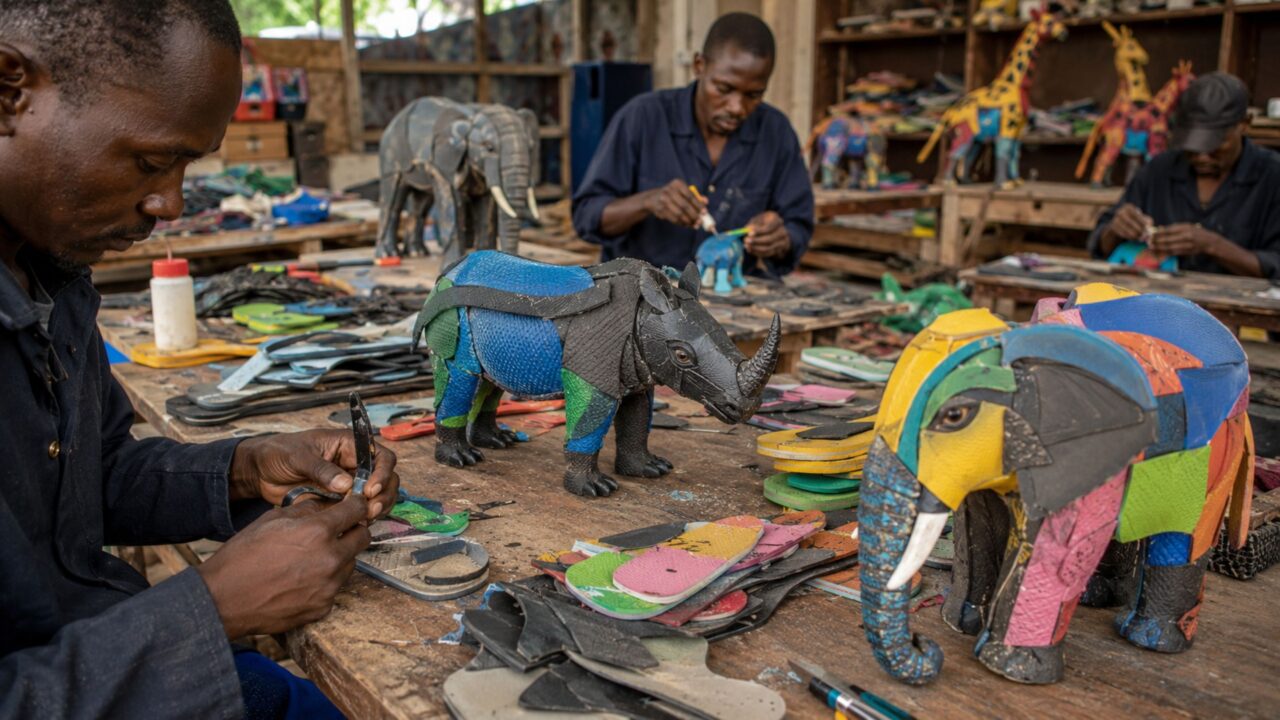 O processo artesanal que transforma lixo em escultura