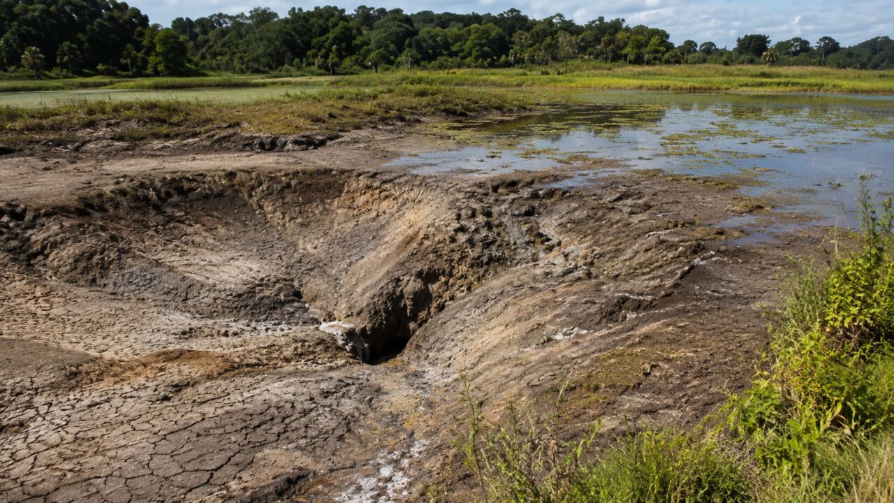 Sumidouros naturais explicam como a água desaparece do lago