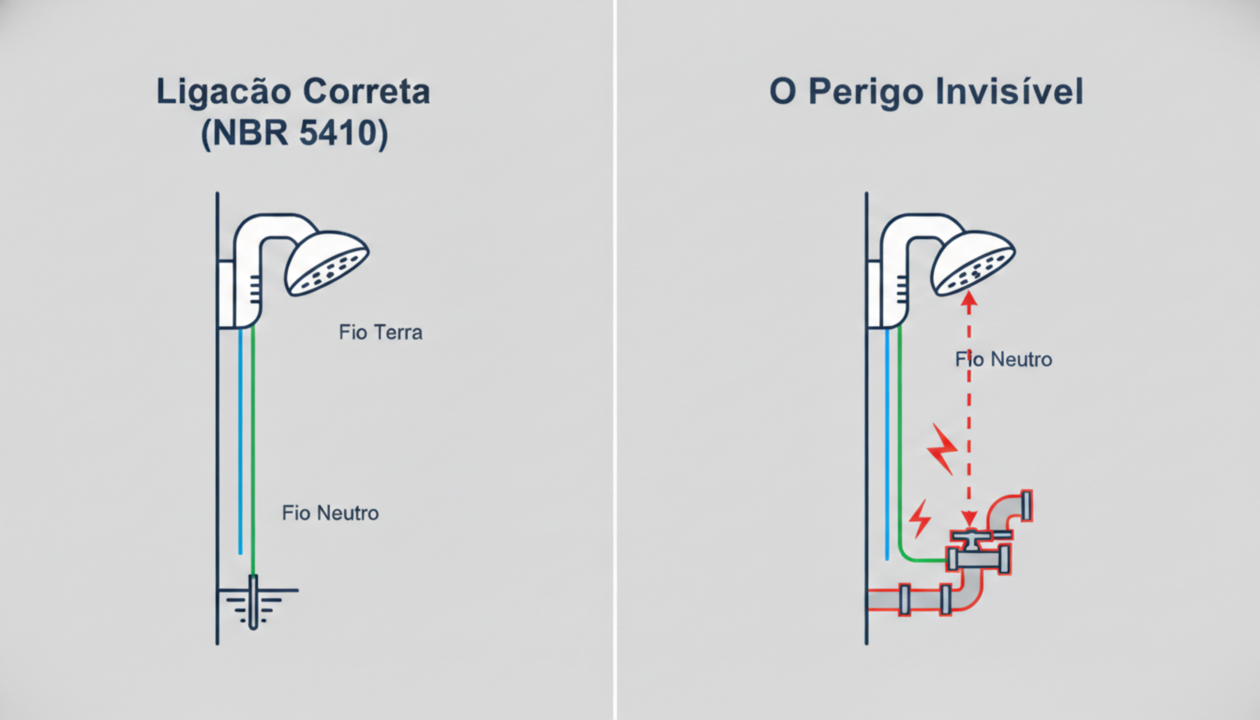 O erro no aterramento do chuveiro que deixa a casa inteira em risco