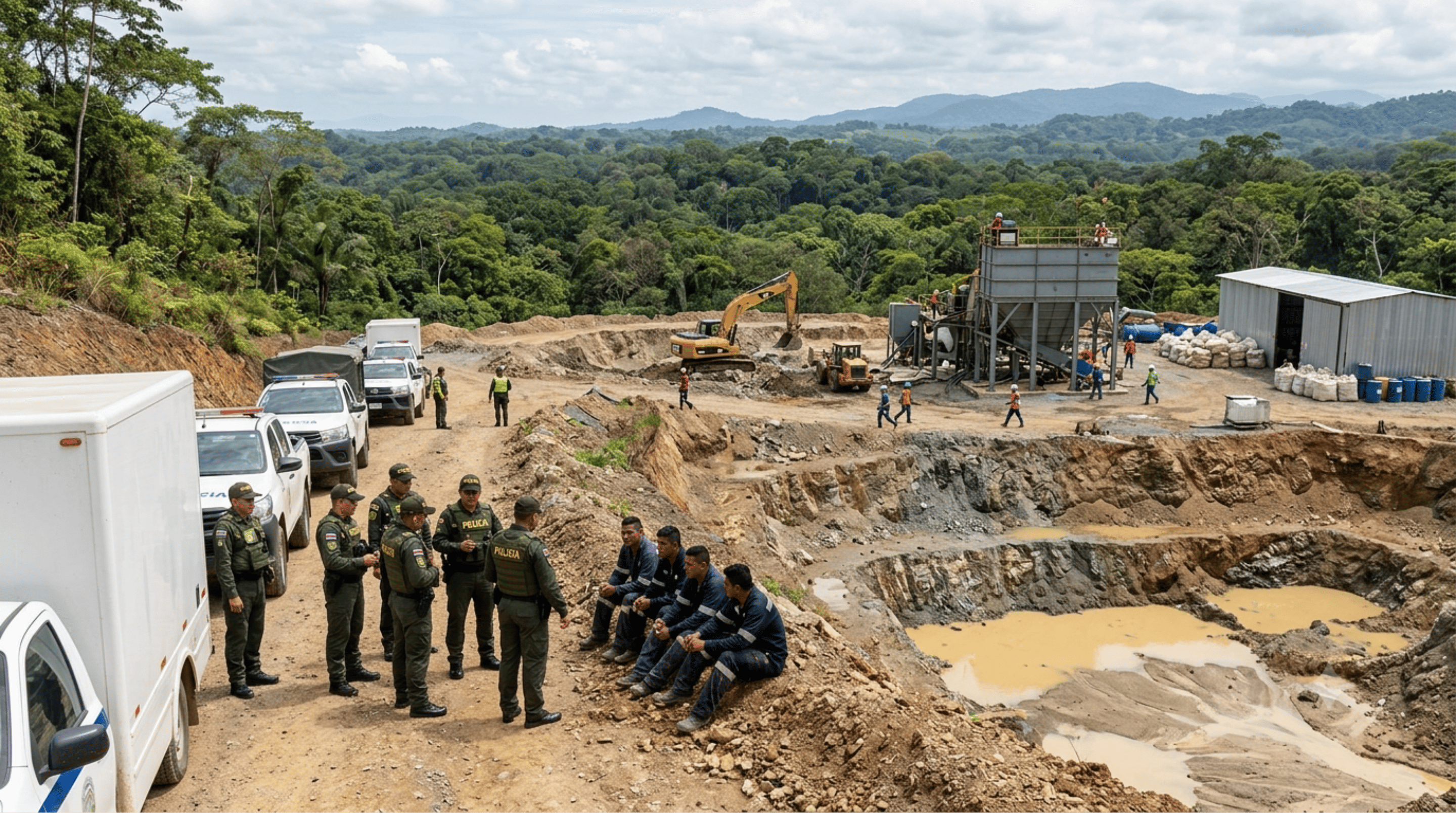 56 peruanos são presos por trabalho ilegal em  mina de ouro em Miramar