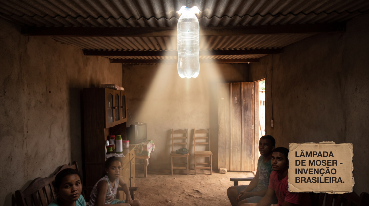 A lâmpada de Moser como apenas uma garrafa plástica de água é possível iluminar uma casa sem luz elétrica