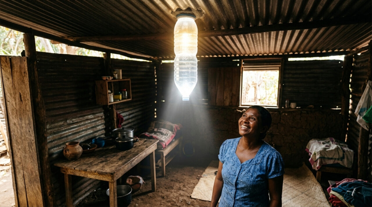 A lâmpada de Moser: como apenas uma garrafa plástica de água é possível iluminar uma casa sem luz elétrica