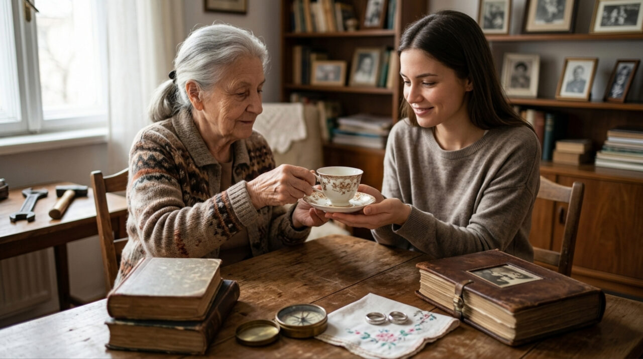 A psicologia diz que, quando pessoas com mais de 70 anos começam a doar suas coisas (louças, ferramentas, anéis), elas não estão se livrando de objetos desnecessários; é a chegada a um estágio em que distribuir evidências de uma vida importa mais do que preservá-la