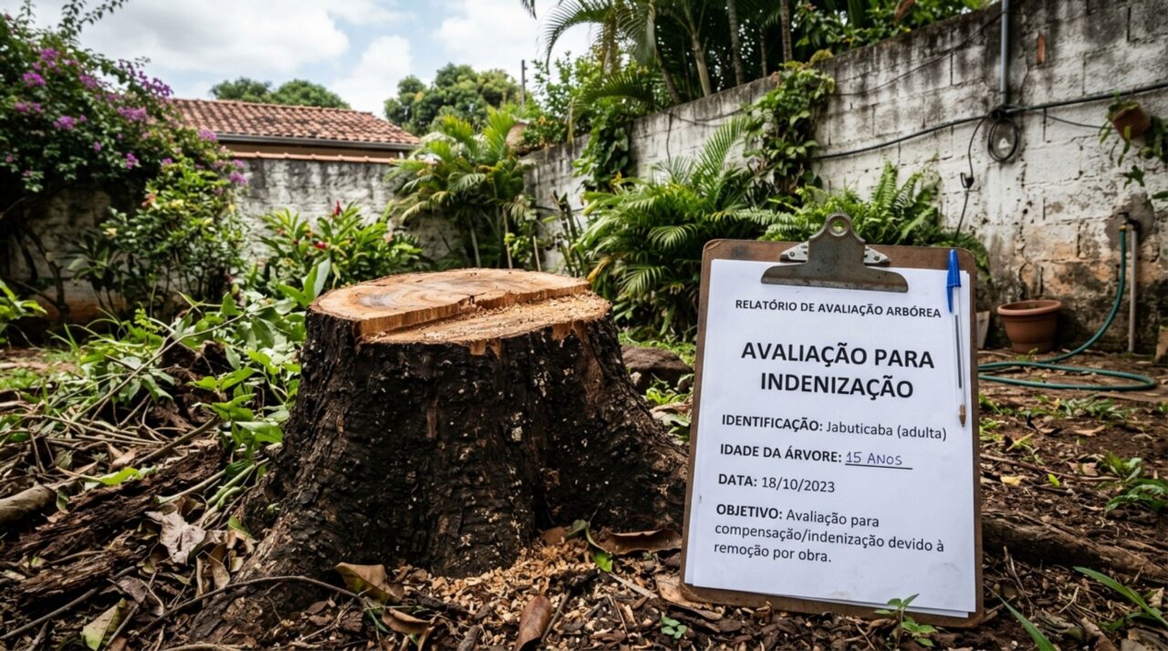 Casal retorna de viagem e encontra jabuticabeira com 15 anos de idade cortada durante obra no muro, ele pede reposição e ressarcimento pelos danos