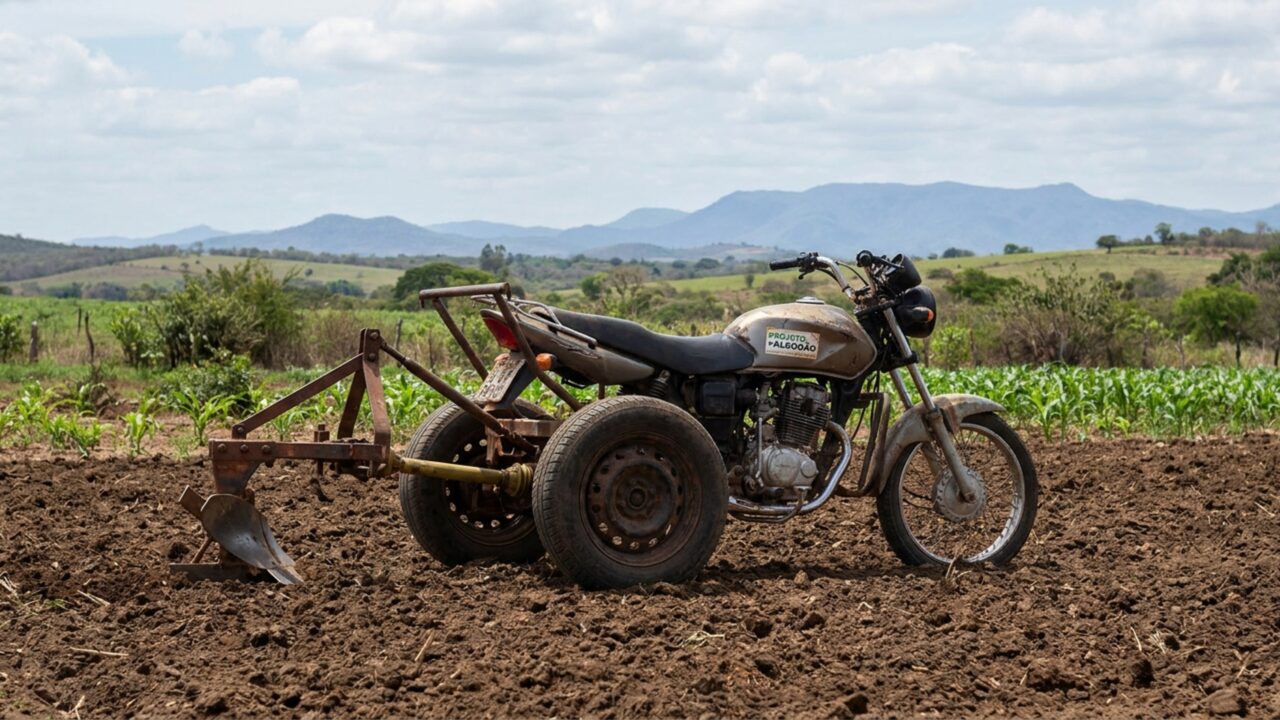 Pesquisadores pegaram uma motocicleta comum, transformaram o veículo em triciclo para substituir bois e cavalos no campo e colocaram o invento entre cinco vencedores de uma disputa com 242 máquinas