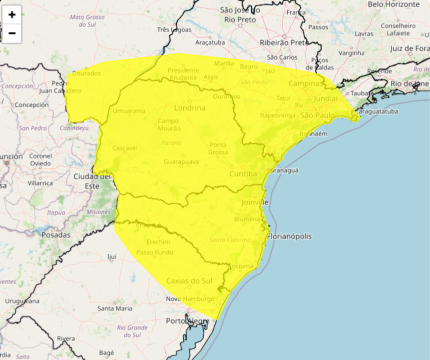 Alerta de tempestade severa com granizo e fortes ventos que vai atingir o Sul e Sudeste no sábado, 08 veja riscos reais e como se proteger