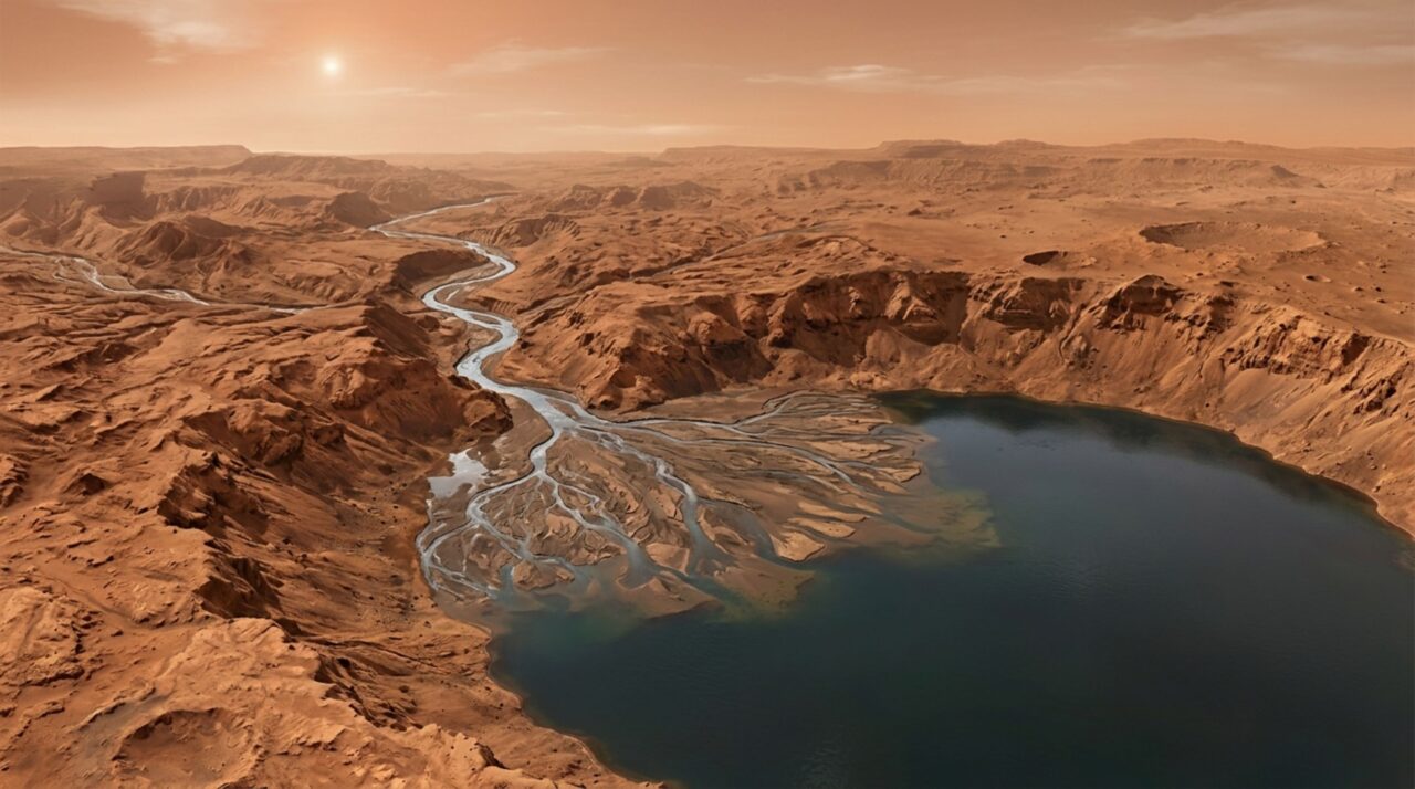 Há bilhões de anos, Marte possuía rios, deltas e lagos na superfície, mas hoje sua atmosfera é tão fina que a água líquida não consegue permanecer exposta por muito tempo nas condições atuais do planeta