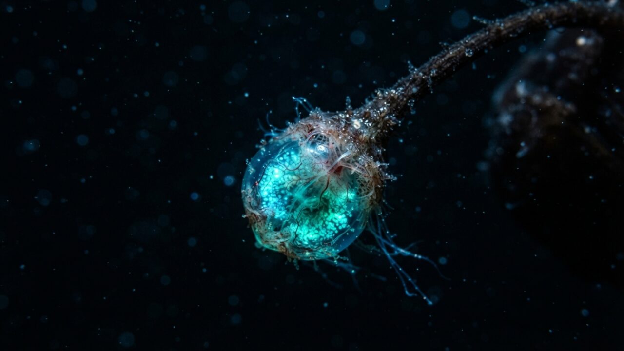 Este peixe vive no escuro com uma vara luminosa na cabeça e usa bactérias para acender a própria armadilha