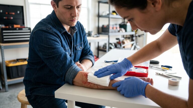 Em um corte profundo, a prioridade é manter pressão direta e contínua sobre a ferida para reduzir a perda de sangue até o atendimento