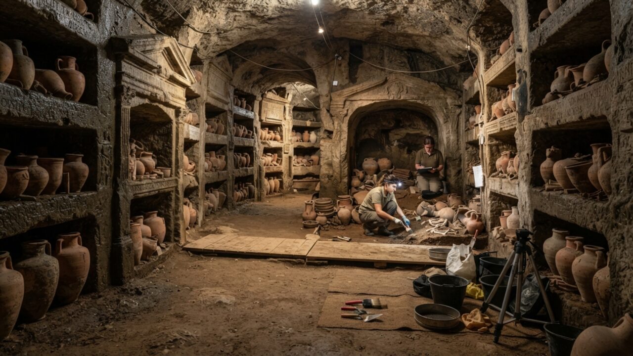 Um líquido avermelhado ficou 2.000 anos dentro de uma urna romana, mas seus polifenóis revelaram que ele era vinho branco