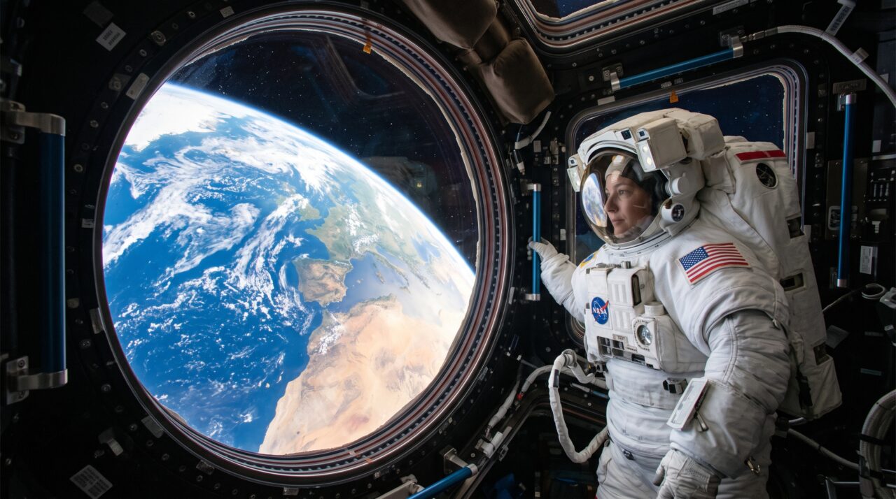 Os astronautas a bordo da ISS presenciam 16 nasceres e 16 pores do sol por dia, e muitos dizem que a coisa mais difícil de descrever ao voltar para casa é quão fina a atmosfera parece vista de cima, uma linha azul brilhante que quase daria para apagar com o polegar