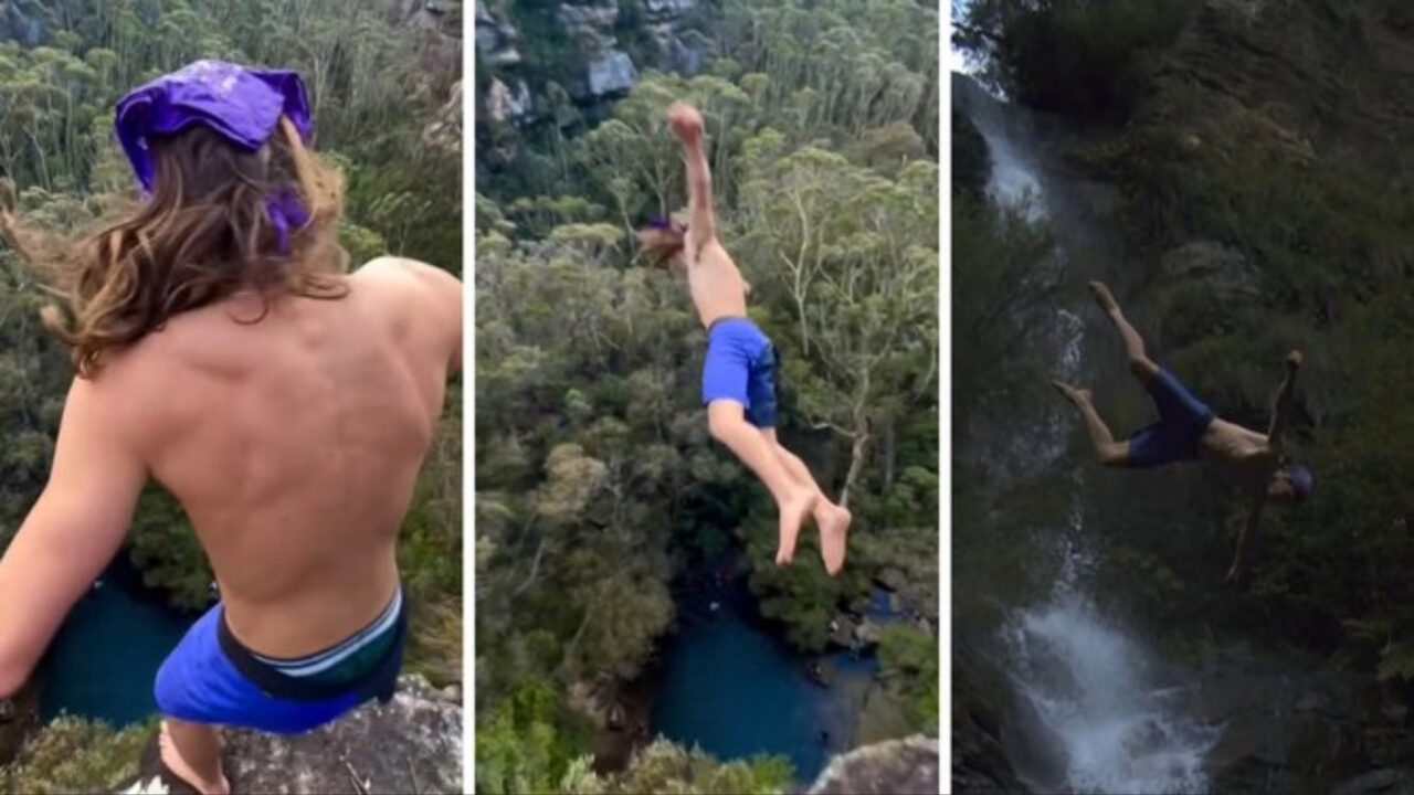 Australiano Vali Graham sobrevive a queda brutal de 42,5 metros após tentar quebrar o recorde mundial de Death Dive