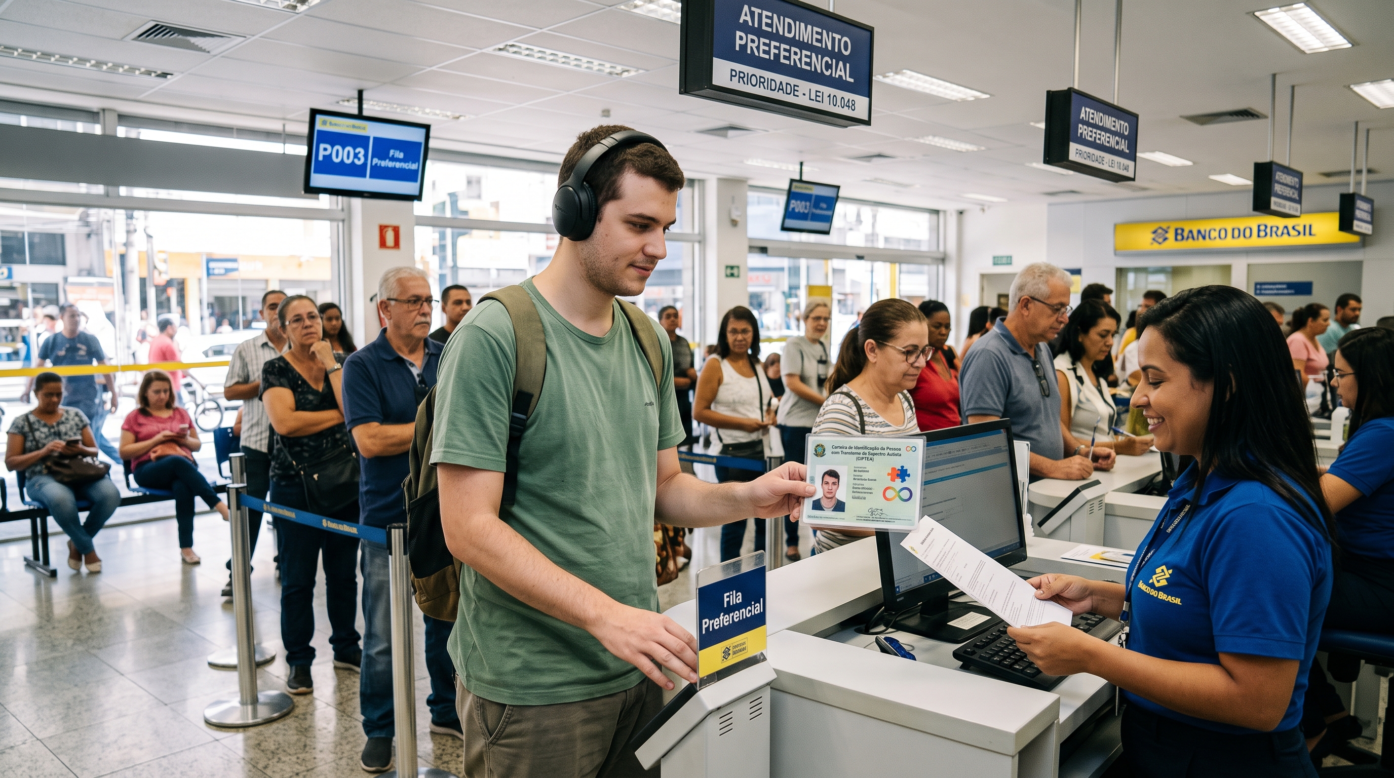 Pessoas autistas e seus acompanhantes têm atendimento prioritário por lei em qualquer fila de banco, mercado ou órgão público - QTU Questões do Universo