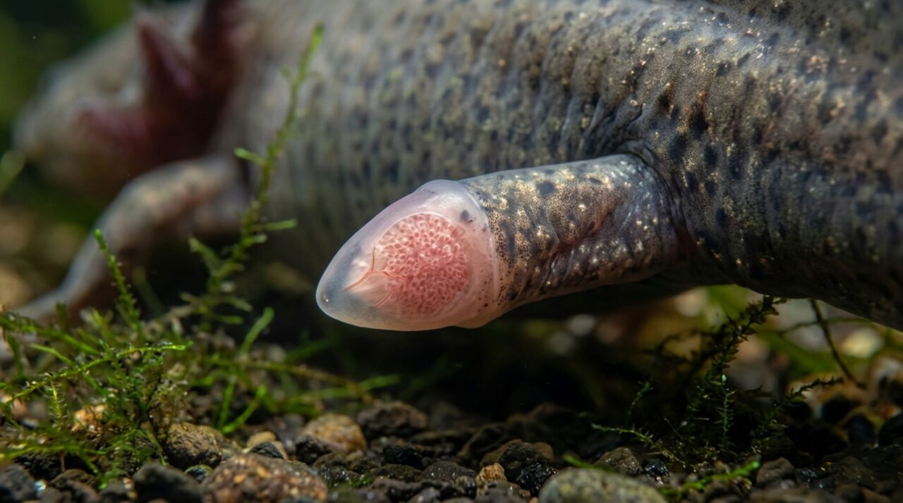 A imagem destaca a formação do blastema na regeneração do axolote (Ambystoma mexicanum), etapa em que células progenitoras participam da reconstrução organizada de ossos, músculos, pele, vasos e nervos