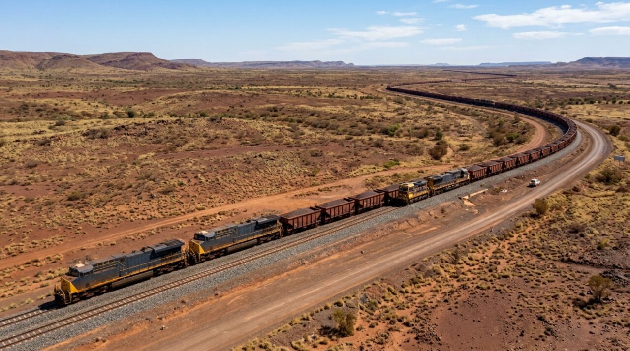 A potência distribuída permitiu que as locomotivas do trem da BHP trabalhassem em diferentes partes da composição para controlar tração e frenagem ao longo de milhares de metros