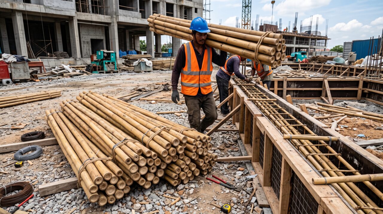 A substituição do aço por bambu no concreto armado para obras estruturais