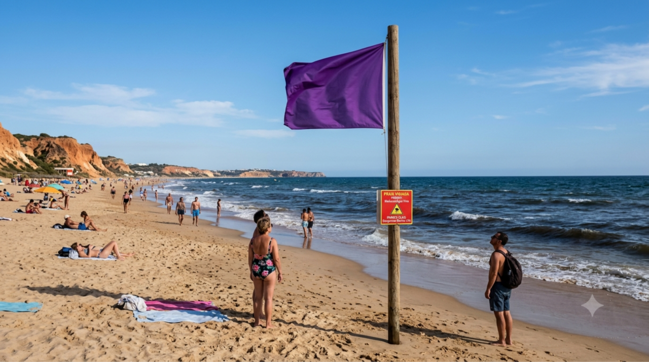 Bandeira roxa na praia: o que significa e o que fazer se avistar uma