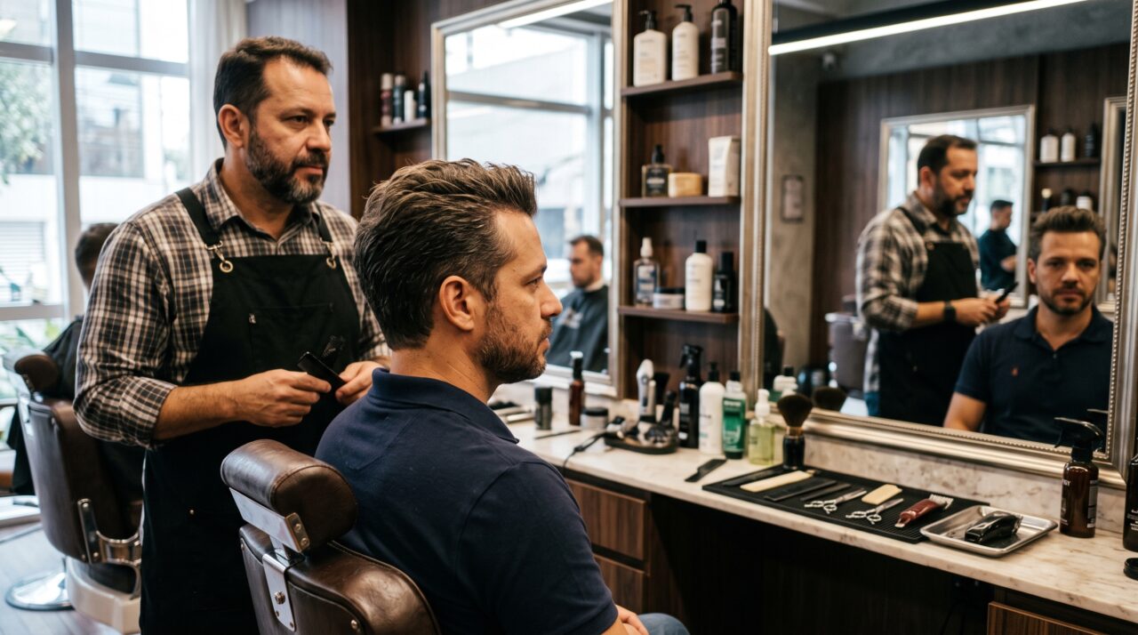 Homens com entradas podem deixar o cabelo visualmente muito mais cheio escolhendo estes tipos de corte em vez de raspar as laterais demais