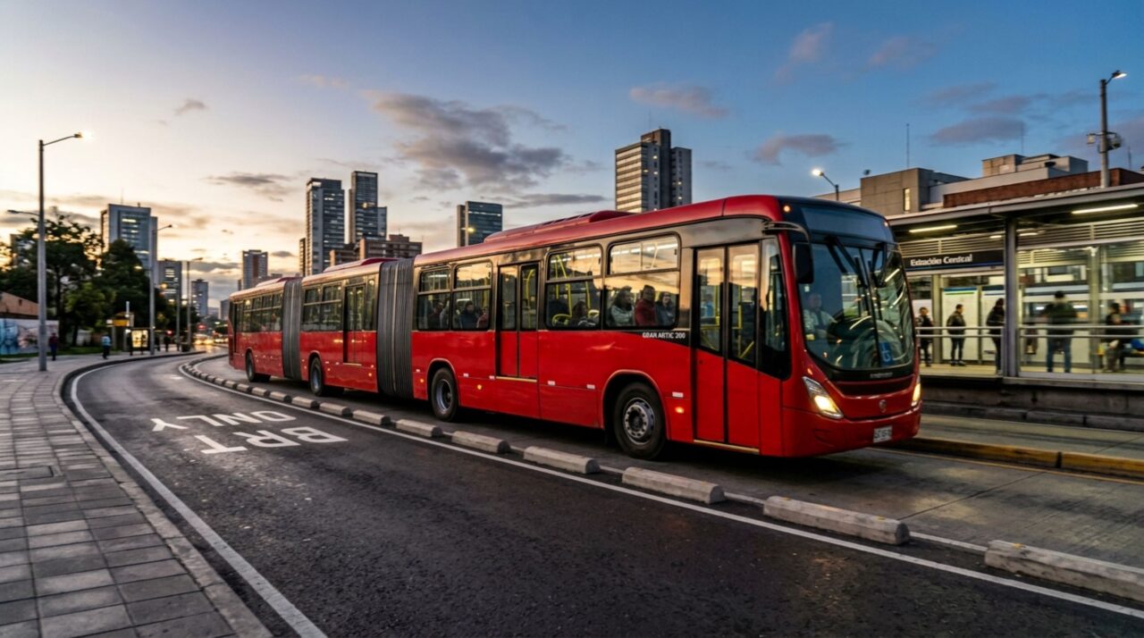 O maior ônibus urbano do mundo com 30 metros de comprimento e três seções que consegue carregar 300 pessoas de uma só vez