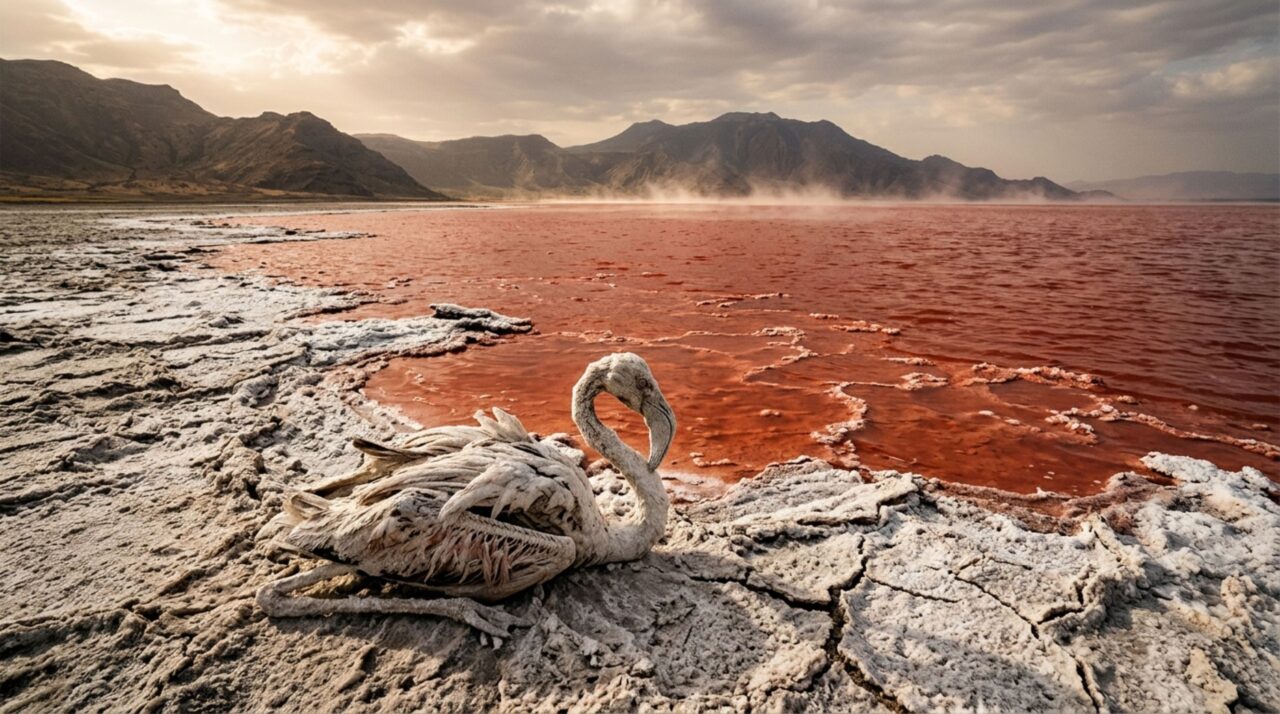 Este lago vulcânico parece transformar animais mortos em estátuas de pedra calcificada