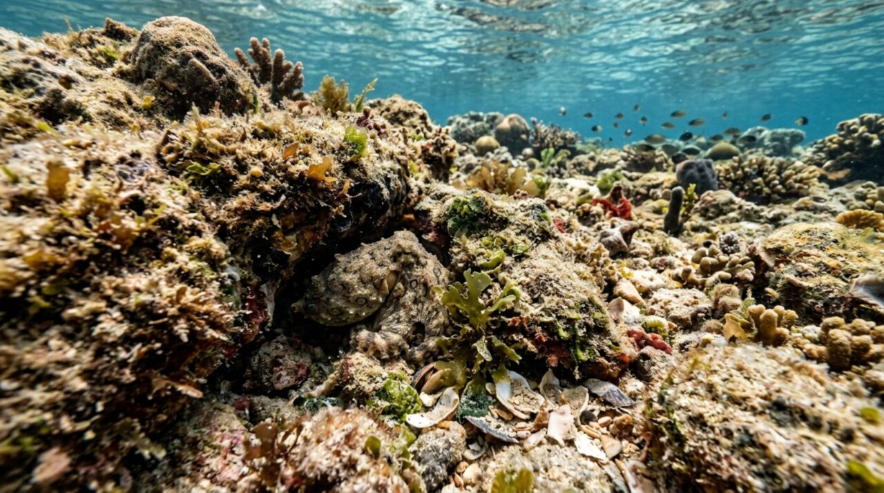 O comportamento discreto e a camuflagem eficiente da espécie em ambientes rasos do oceano