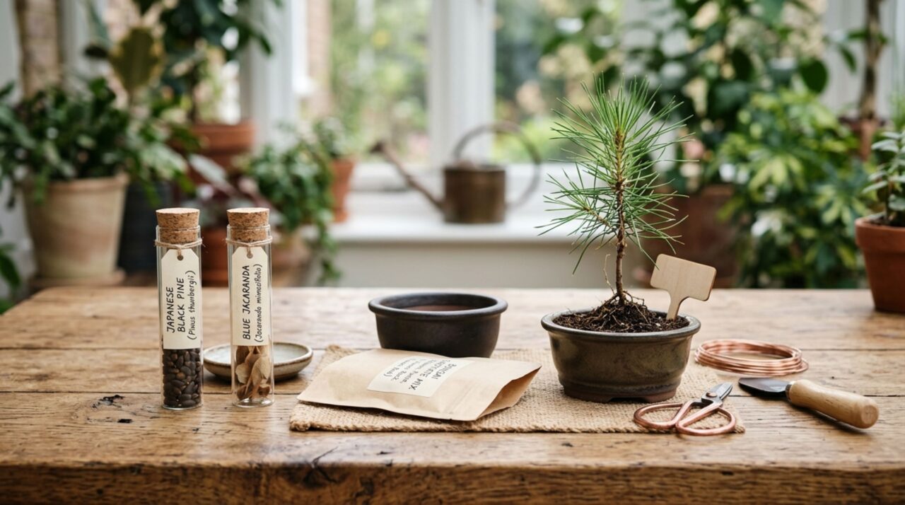 Monte kits completos de sementes para cultivar bonsai do zero e transforme conveniência em um produto de maior valor