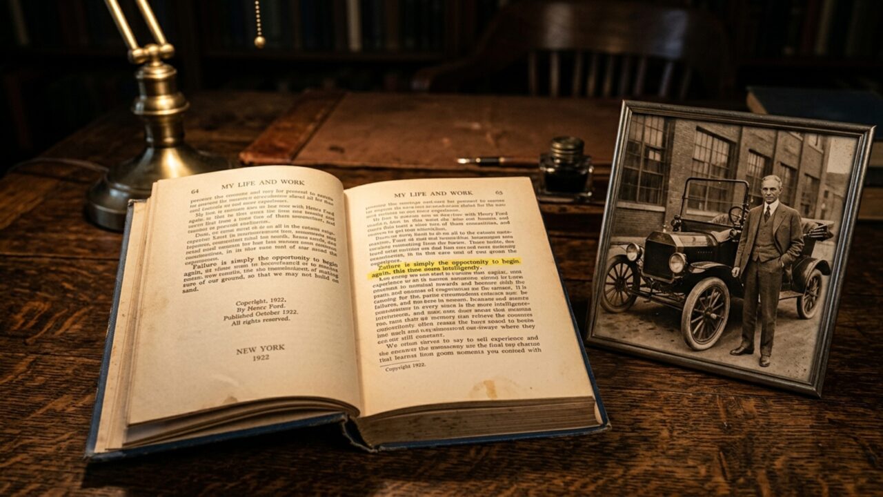 Henry Ford, fundador da Ford: “Fracasso é simplesmente a oportunidade de começar novamente, desta vez de forma mais inteligente.”
