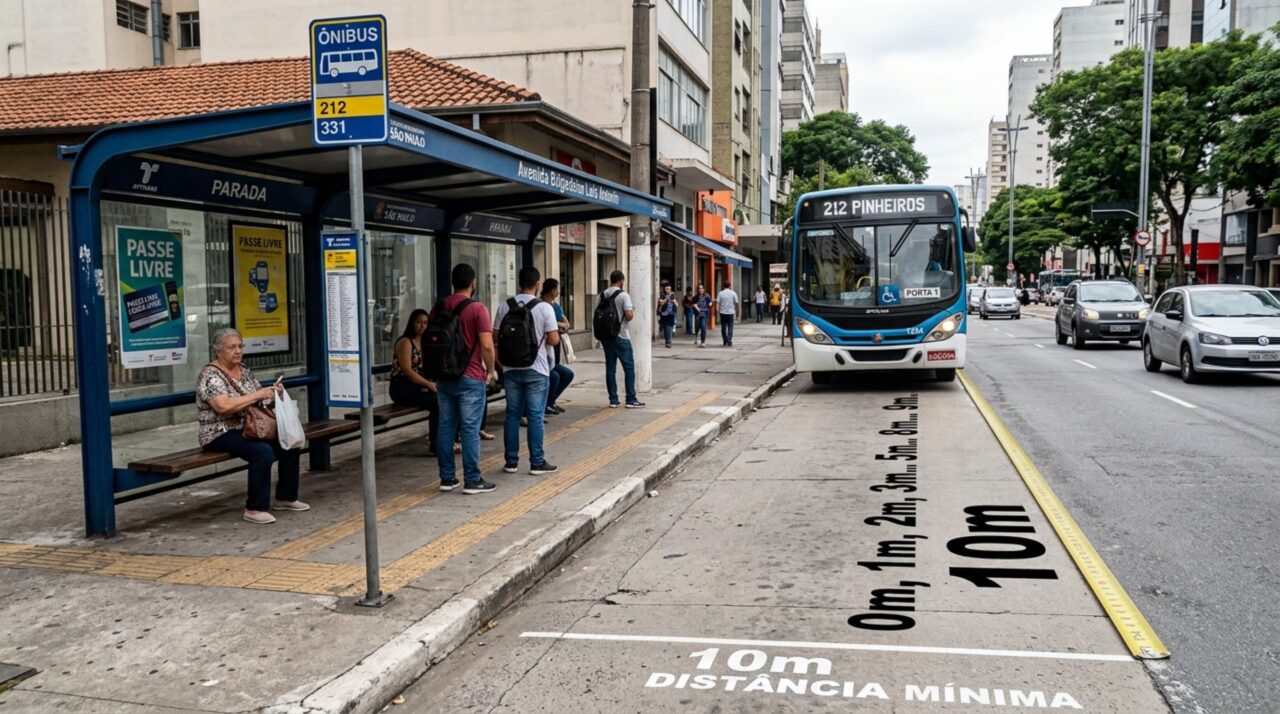 Motorista estaciona antes do ponto de ônibus, achando que deixou espaço suficiente e recebe multa dos 10 metros