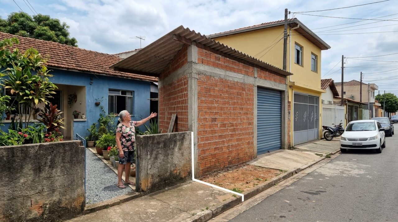 Mulher volta para casa após viagem e descobre que garagem construída pelo vizinho avançou alguns centímetros sobre seu terreno, ela exige demolição e vizinho oferece indenização pela faixa ocupada