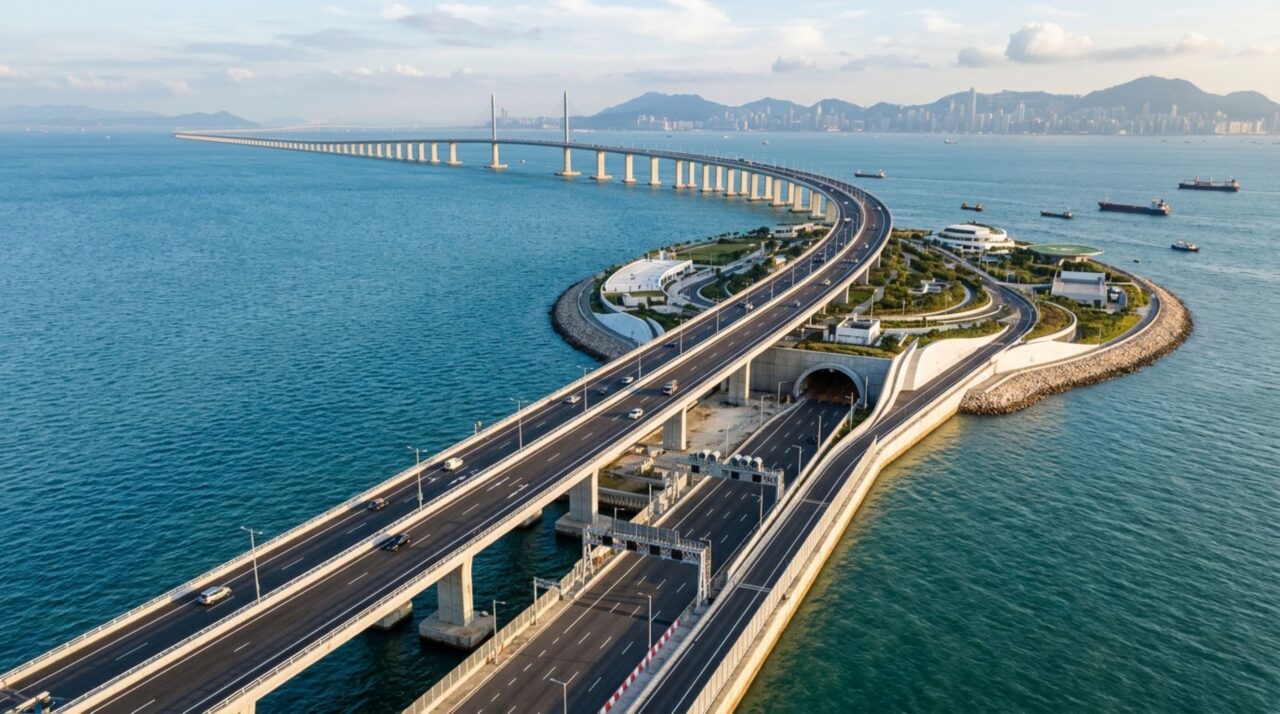 A megaconstrução de 55 quilômetros que mistura ponte e túnel submarino para conectar três cidades importantes sobre o mar