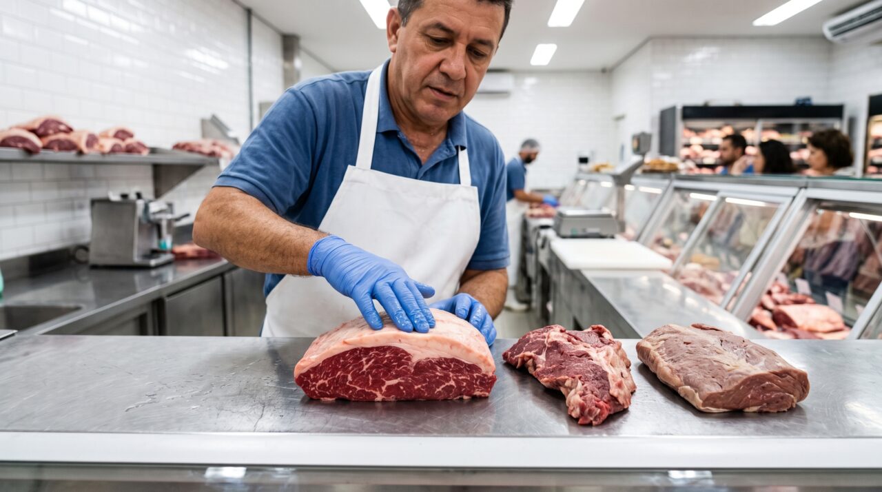 Churrasqueiro experiente olha este detalhe da carne antes mesmo de perguntar quanto custa o quilo