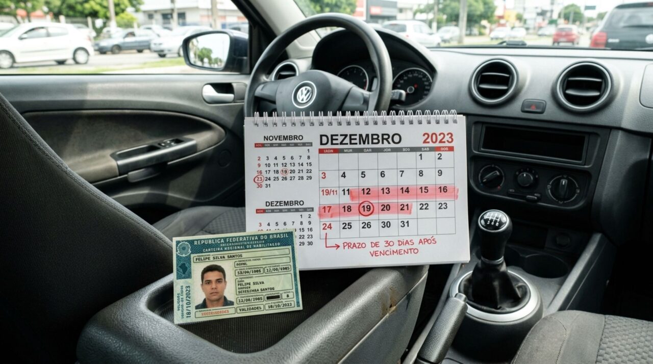 Motorista é parado na blitz, apresenta CNH vencida há 20 dias e acredita que será multado, agente verifica a data e explica o prazo previsto no CTB