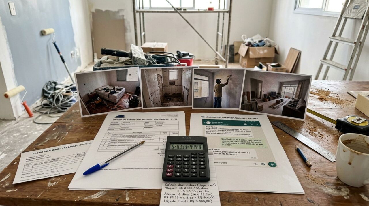 Inquilino passa 20 dias com apartamento em obras urgentes e continua pagando aluguel integral até descobrir que reparos prolongados podem dar direito a abatimento proporcional