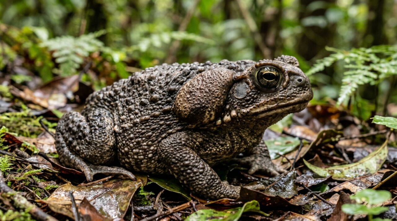O sapo-cururu com glândulas atrás dos olhos que libera uma toxina branca capaz de causar convulsões, arritmias e matar cães que tentam mordê-lo