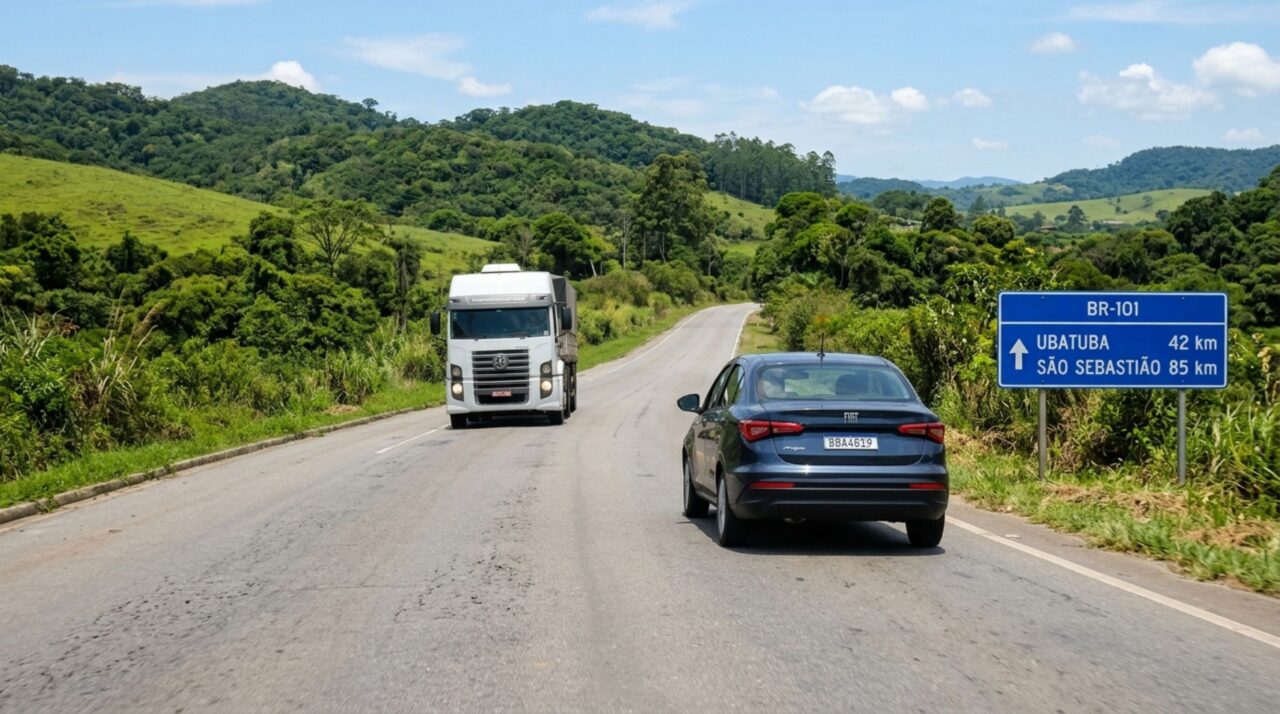 Motorista entra em rodovia durante o dia com faróis apagados, fiscalização observa o veículo e condutor afirma que a regra do farol aceso deixou de existir, tipo de pista pode mudar a resposta