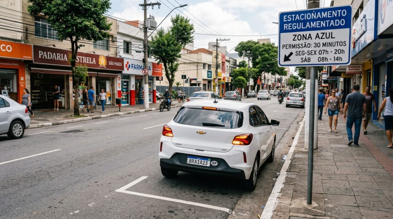 Motorista liga pisca-alerta para esperar passageiro por alguns minutos e descobre que sinal não autoriza parar onde quiser