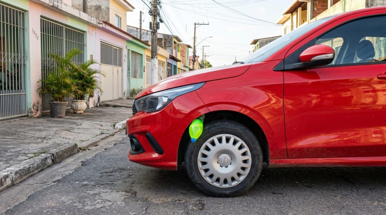 O que significa encontrar uma garrafa de plástico na roda de um carro e por que é crucial saber como reagir?