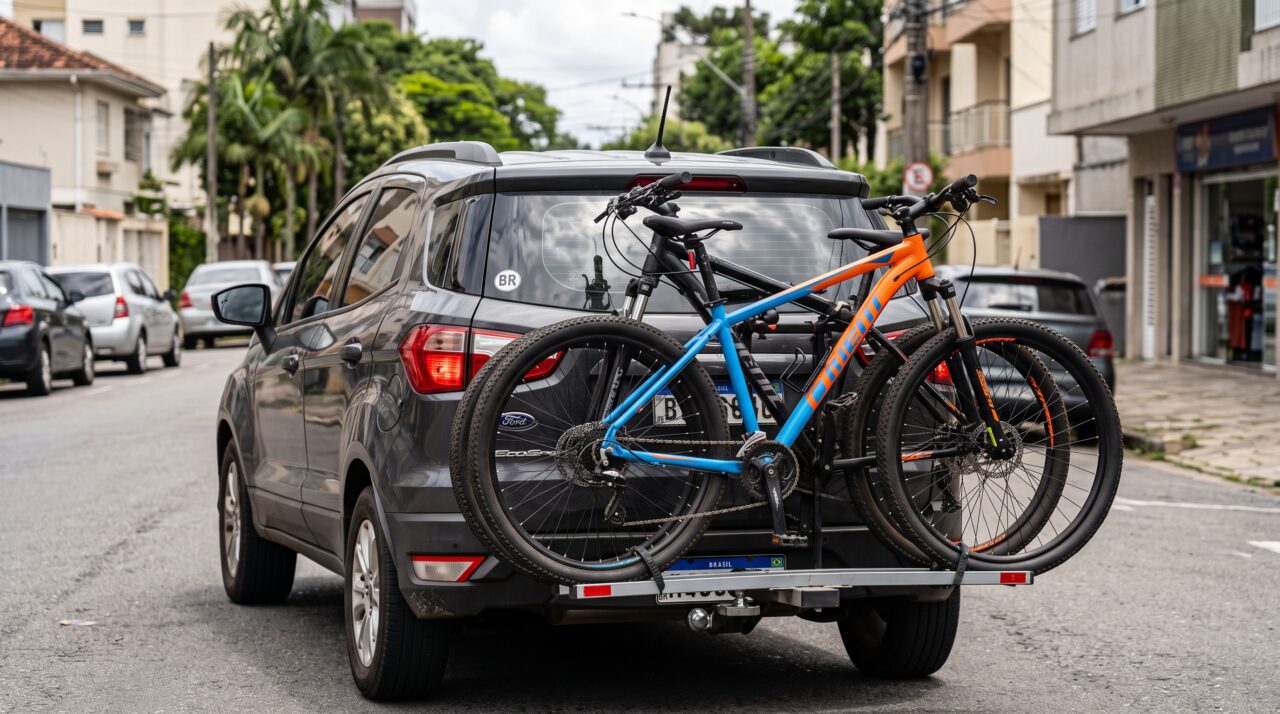 Regras e multas por tampar a placa do veículo com suporte de bicicleta.