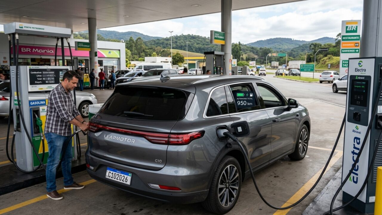 SUV de 215 cv recarrega enquanto roda e promete viajar até 950 km sem depender apenas de uma tomada
