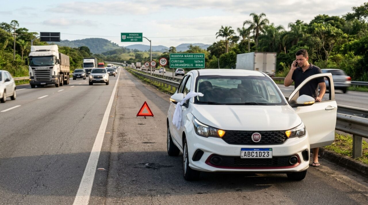 O que significa ver um pano branco pendurado na janela de um carro na estrada?