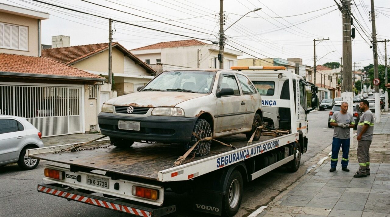 Motorista precisava levar o carro quebrado até uma oficina, ao descobrir o preço do guincho, decide puxar o veículo com uma corda, usando outro automóvel, é parado por fiscalização e policial explica por que esse tipo de reboque vira infração