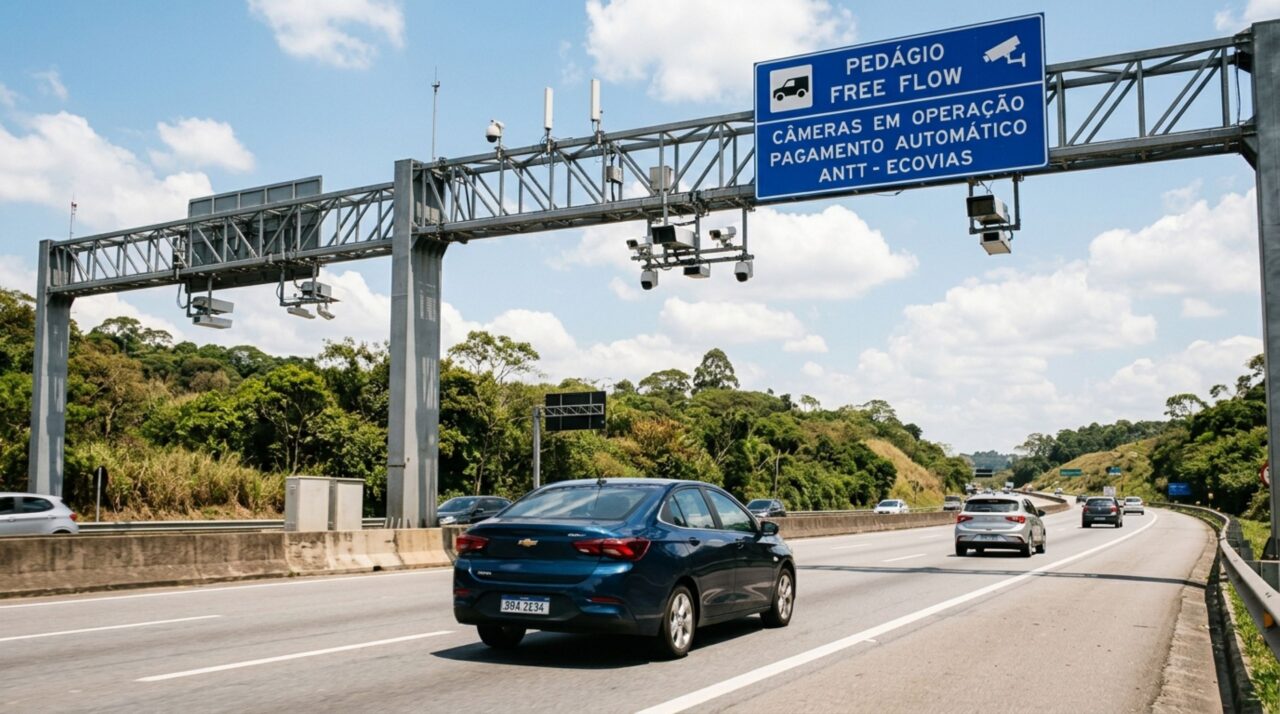 Motorista passa pelo pedágio Free Flow sem tag achando que não precisava fazer nada, mas descobre depois que a passagem continua gerando cobrança