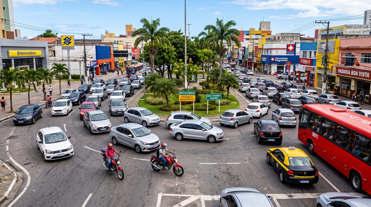 Regra de preferência em cruzamentos com rotatórias não sinalizadas.