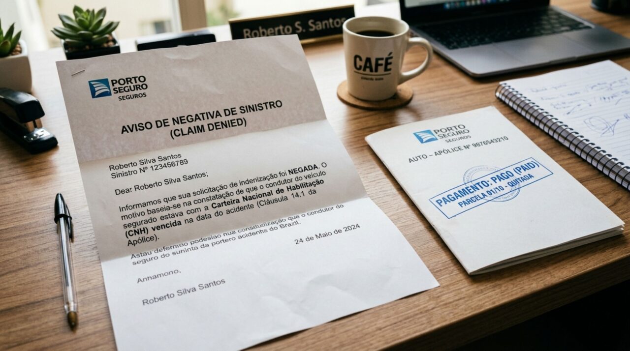 Motorista bate o carro com a CNH vencida, aciona o seguro e a seguradora nega o sinistro após verificar a habilitação irregular, mesmo com todas as parcelas da apólice em dia