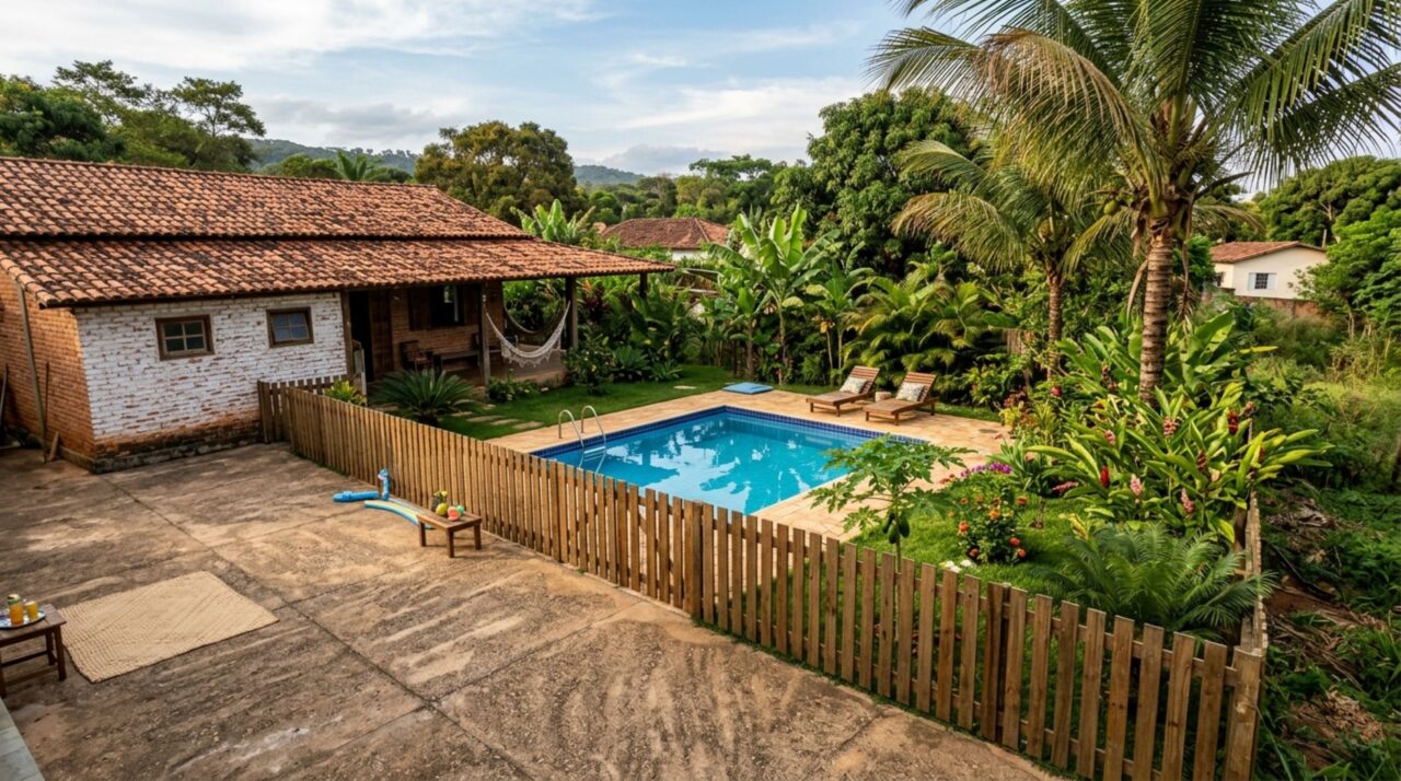 Família compra casa com ampla área externa, investe em piscina e jardim e, ao trocar a cerca, descobre que o espaço usado há anos era maior que o registrado no imóvel
